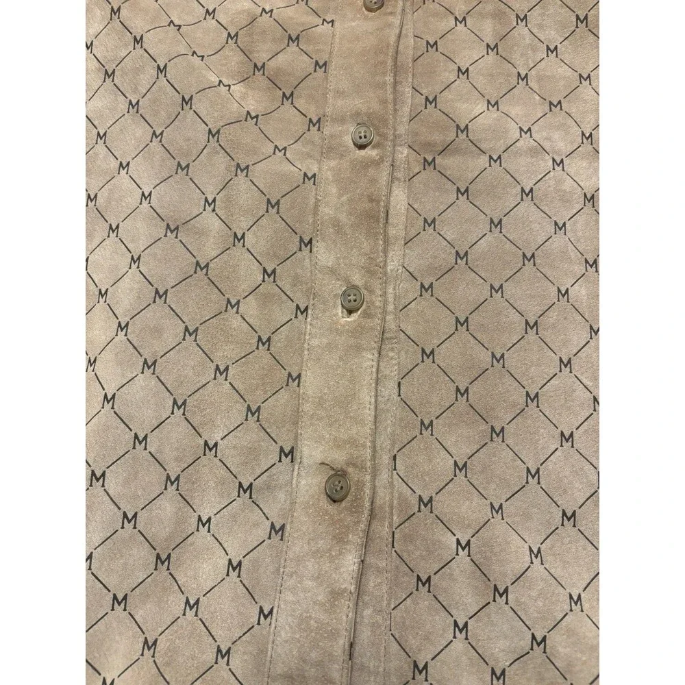 Wilsons Leather Maxima Vintage Monogram Suede Dress Trenchcoat Belted Brown S - Picture 5 of 16